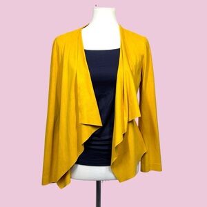 Zara Basics Collection Mustard Yellow Faux Suede Cardigan Small